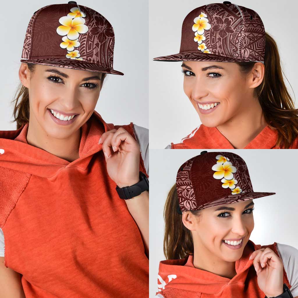 Oxblood Tropical Plumeria With Galaxy Polynesian Art Snapback Cap LT14 - Polynesian Pride