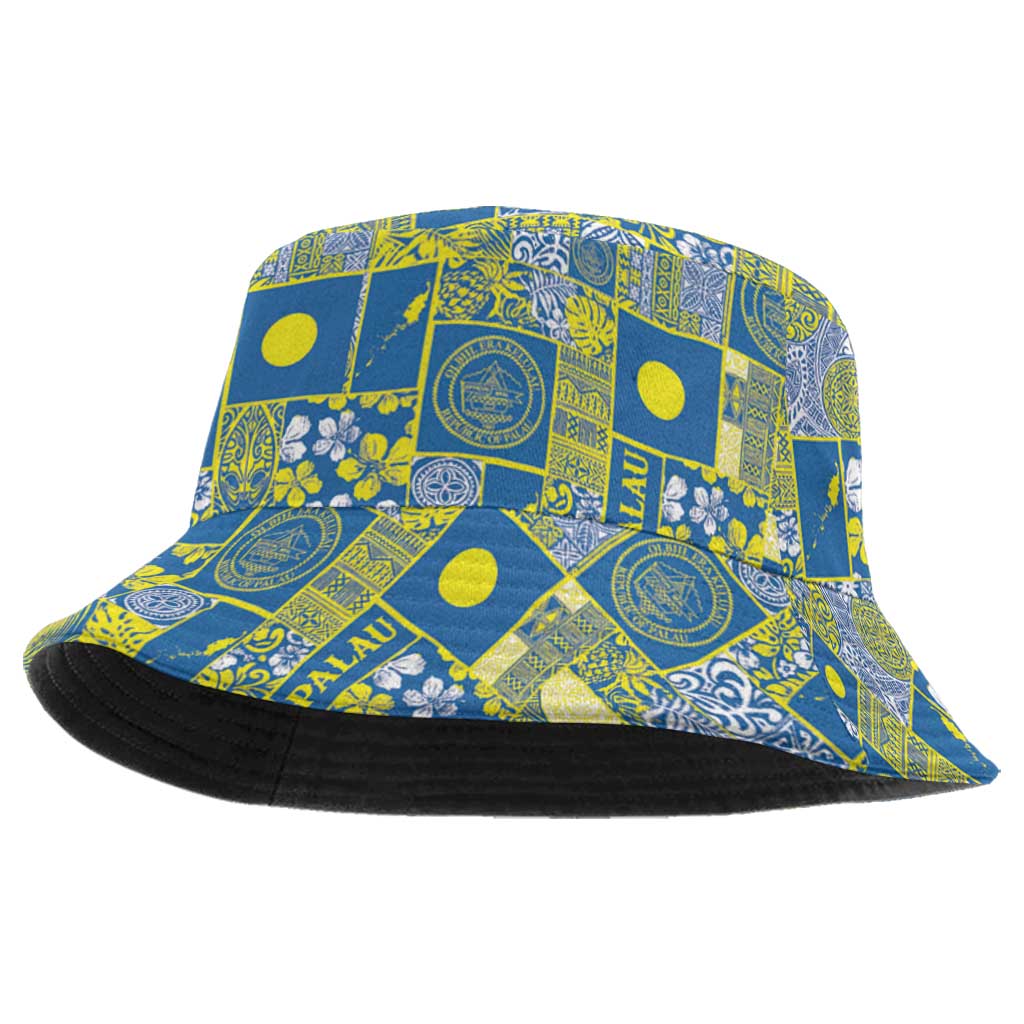 Palau Ungil Kurismas Bucket Hat Pacific Patchwork Xmas Vibes LT9 One Size Green - Polynesian Pride