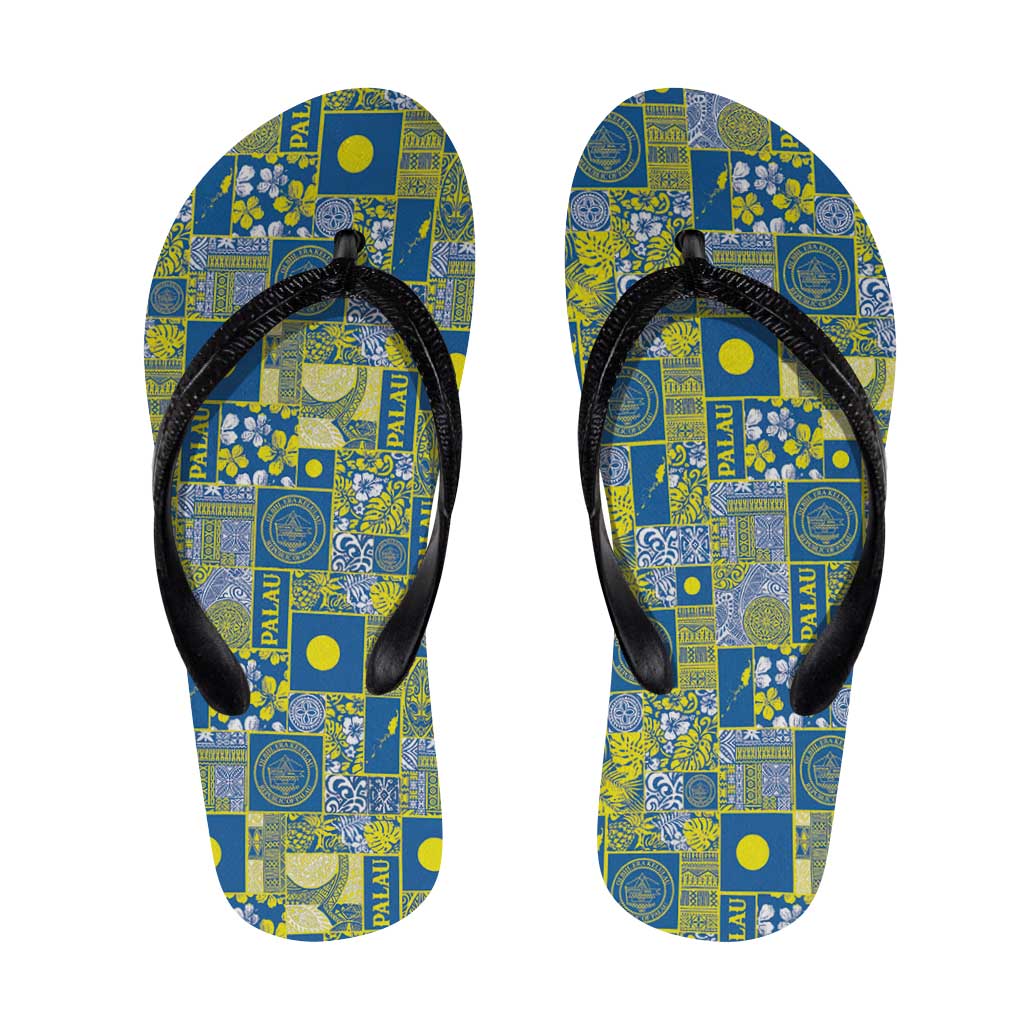 Palau Ungil Kurismas Flip Flops Pacific Patchwork Xmas Vibes LT9 Green - Polynesian Pride