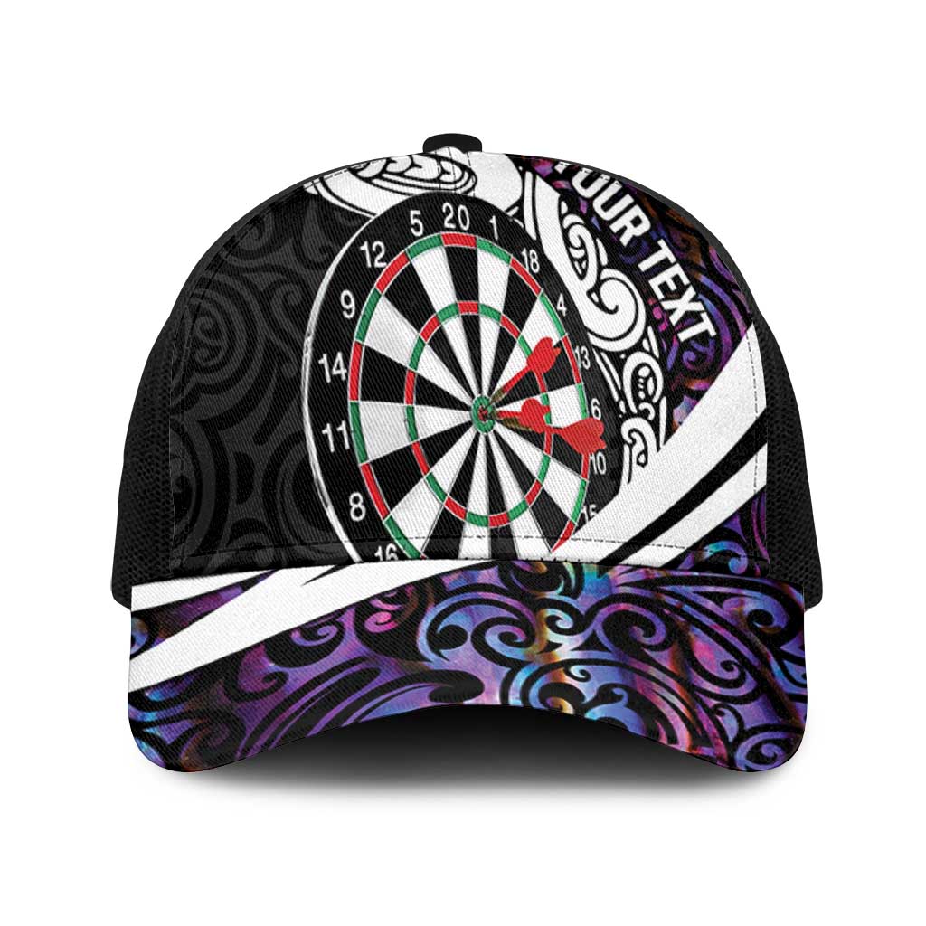Personalized NZ Darts Baseball Net Cap Paua Shell Maori Koru Whakairo - Purple LT7 One Size Black Purple - Polynesian Pride