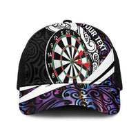 Personalized NZ Darts Baseball Net Cap Paua Shell Maori Koru Whakairo - Purple LT7 One Size Black Purple - Polynesian Pride