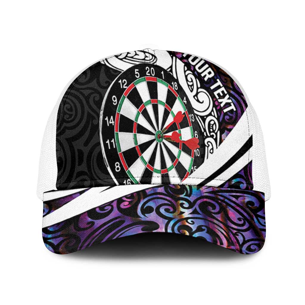 Personalized NZ Darts Baseball Net Cap Paua Shell Maori Koru Whakairo - Purple LT7 One Size White Purple - Polynesian Pride