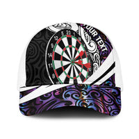 Personalized NZ Darts Baseball Net Cap Paua Shell Maori Koru Whakairo - Purple LT7 One Size White Purple - Polynesian Pride