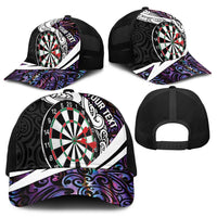 Personalized NZ Darts Baseball Net Cap Paua Shell Maori Koru Whakairo - Purple LT7 - Polynesian Pride