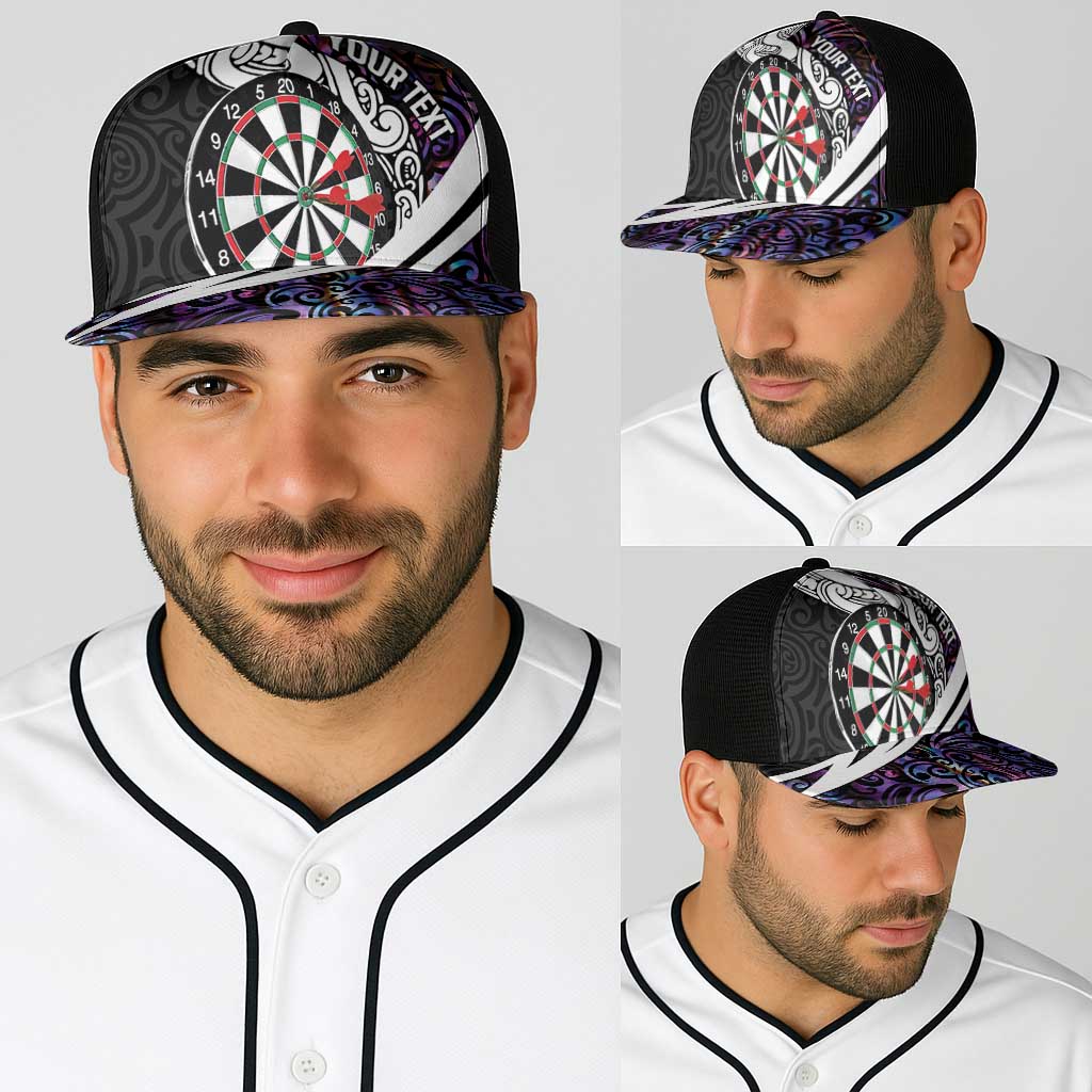 Personalized NZ Darts Baseball Net Cap Paua Shell Maori Koru Whakairo - Purple LT7 - Polynesian Pride