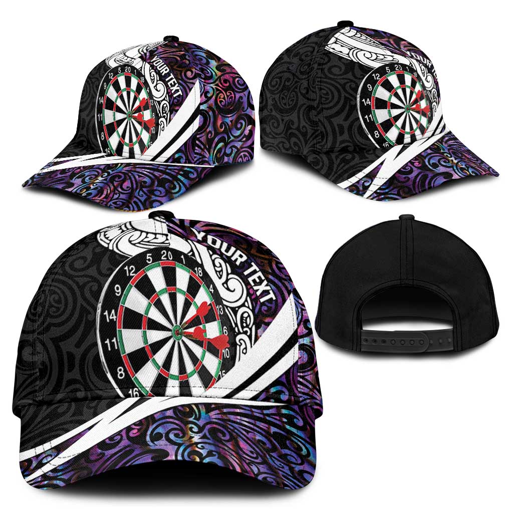 Personalized NZ Darts Classic Cap Paua Shell Maori Koru Whakairo - Purple LT7 - Polynesian Pride