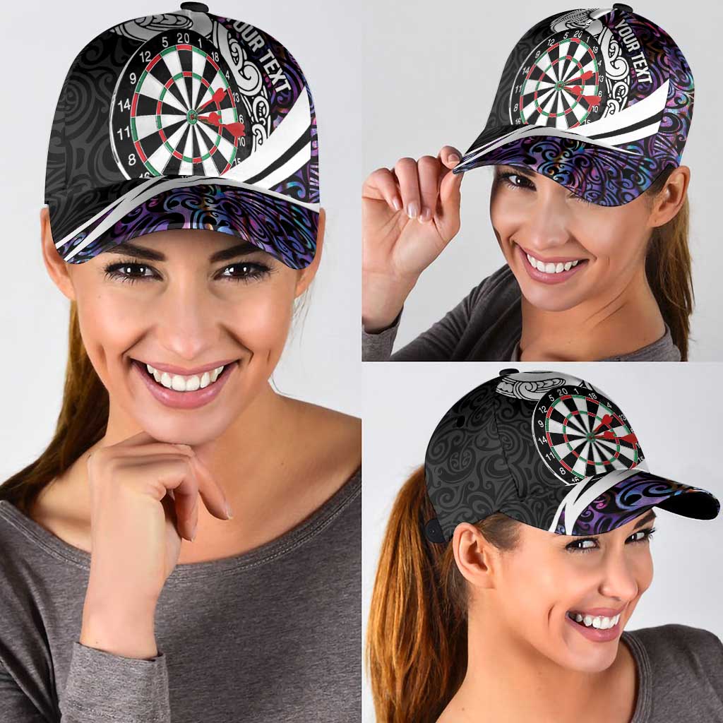 Personalized NZ Darts Classic Cap Paua Shell Maori Koru Whakairo - Purple LT7 - Polynesian Pride