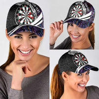 Personalized NZ Darts Classic Cap Paua Shell Maori Koru Whakairo - Purple LT7 - Polynesian Pride