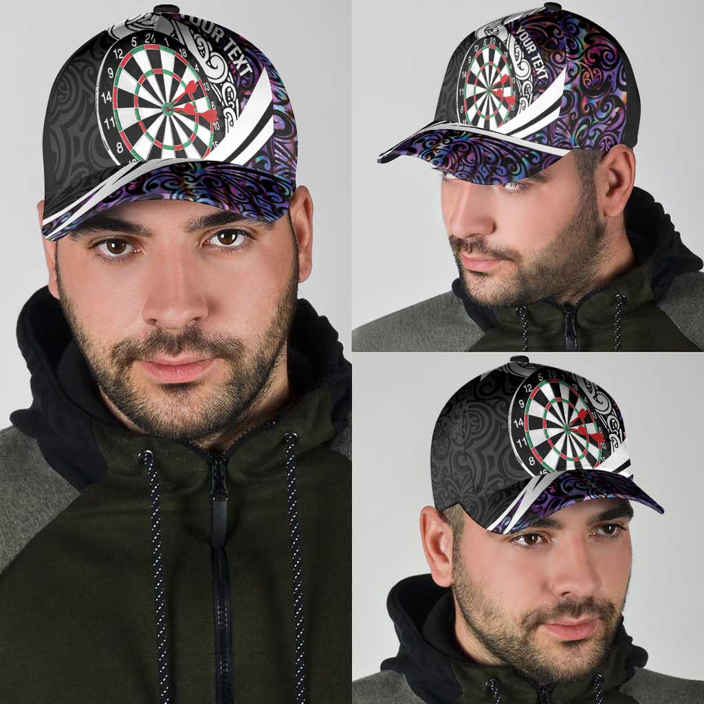 Personalized NZ Darts Classic Cap Paua Shell Maori Koru Whakairo - Purple LT7 - Polynesian Pride