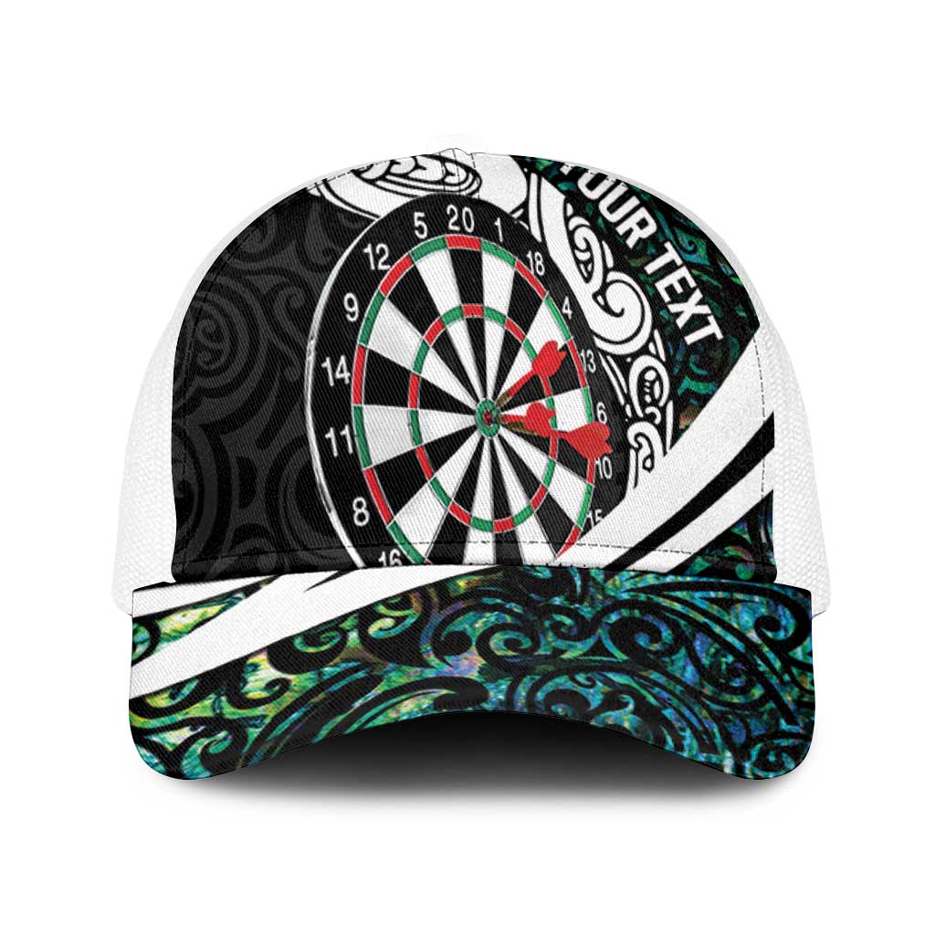 Personalized NZ Darts Mesh Trucker Cap Paua Shell Maori Koru Whakairo LT7 One Size White Colorful - Polynesian Pride