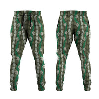 Pikake Maile Tiare Lei Jogger Pants Omaomao Lauhala Pattern LT01 Green - Polynesian Pride