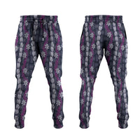 Pikake Maile Tiare Lei Jogger Pants Poni Lauhala Pattern LT01 Purple - Polynesian Pride