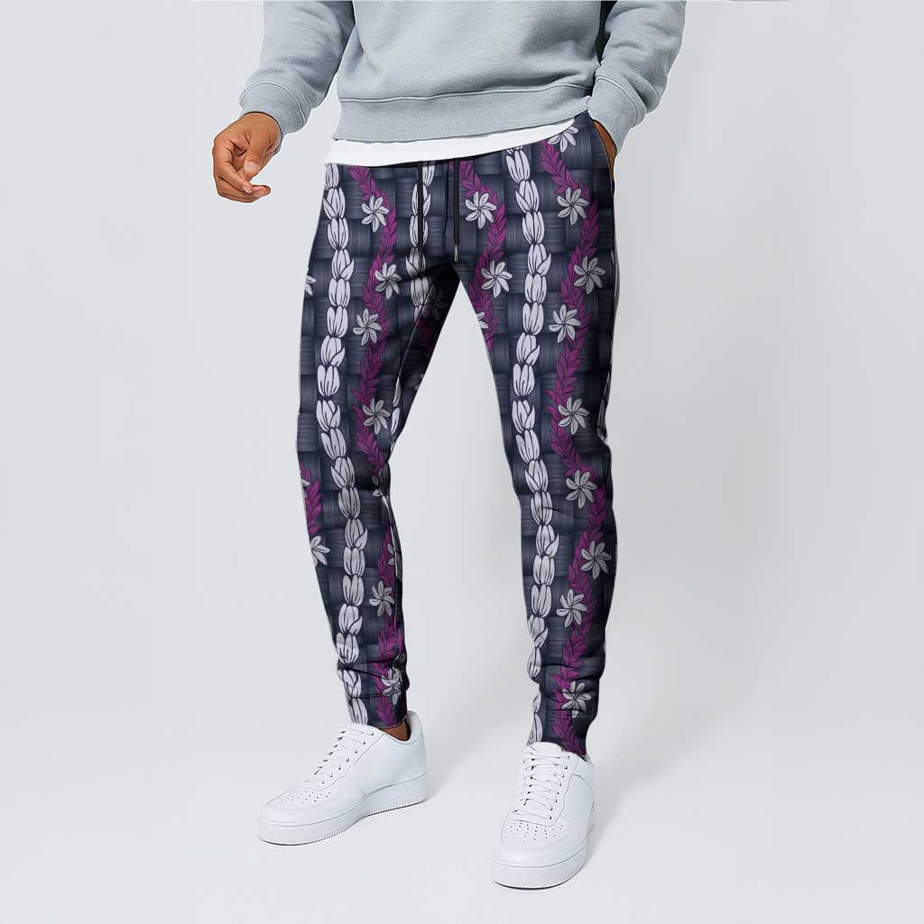 Pikake Maile Tiare Lei Jogger Pants Poni Lauhala Pattern LT01 - Polynesian Pride