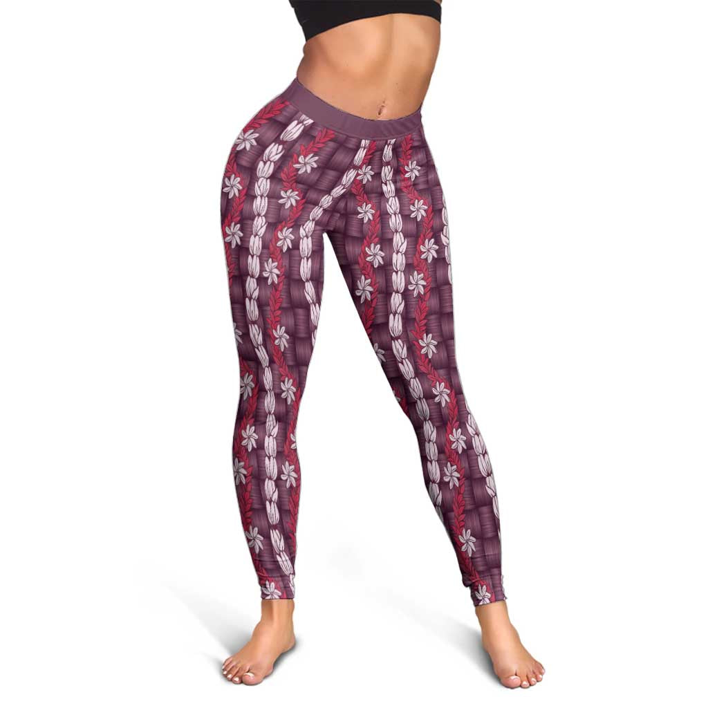 Pikake Maile Tiare Lei Leggings Akala Lauhala Pattern LT01 - Polynesian Pride