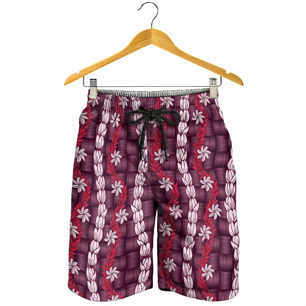 Pikake Maile Tiare Lei Shorts for Men Akala Lauhala Pattern LT01 - Polynesian Pride