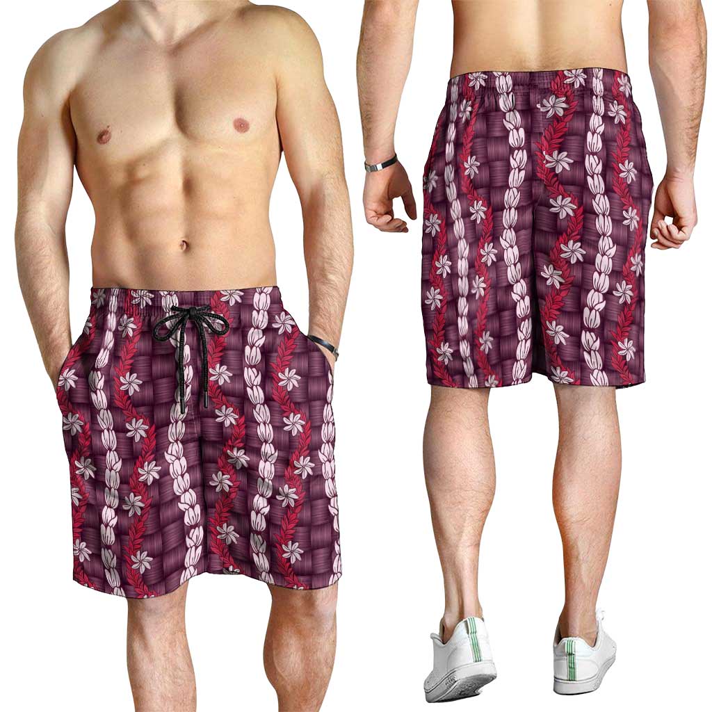 Pikake Maile Tiare Lei Shorts for Men Akala Lauhala Pattern LT01 - Polynesian Pride