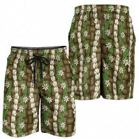 Pikake Maile Tiare Lei Shorts for Men Natural Lauhala Pattern LT01 - Polynesian Pride