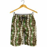Pikake Maile Tiare Lei Shorts for Men Natural Lauhala Pattern LT01 - Polynesian Pride