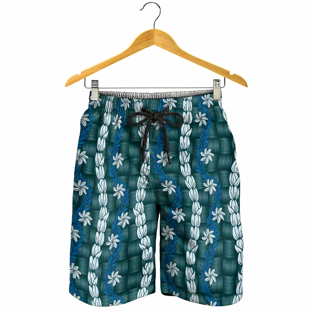 Pikake Maile Tiare Lei Shorts for Men Polu Lauhala Pattern LT01 - Polynesian Pride