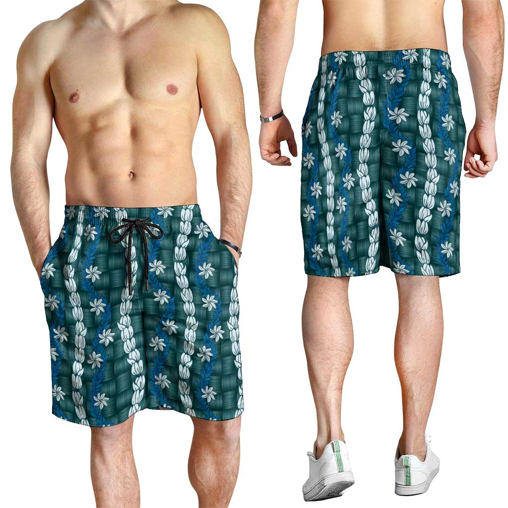 Pikake Maile Tiare Lei Shorts for Men Polu Lauhala Pattern LT01 - Polynesian Pride