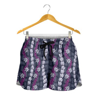 Pikake Maile Tiare Lei Shorts for Women Poni Lauhala Pattern LT01 - Polynesian Pride