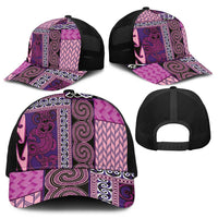 Pink Aotearoa Kowhaiwhai Pattern Mesh Trucker Cap NZ Maori Quilt Style LT14 - Polynesian Pride