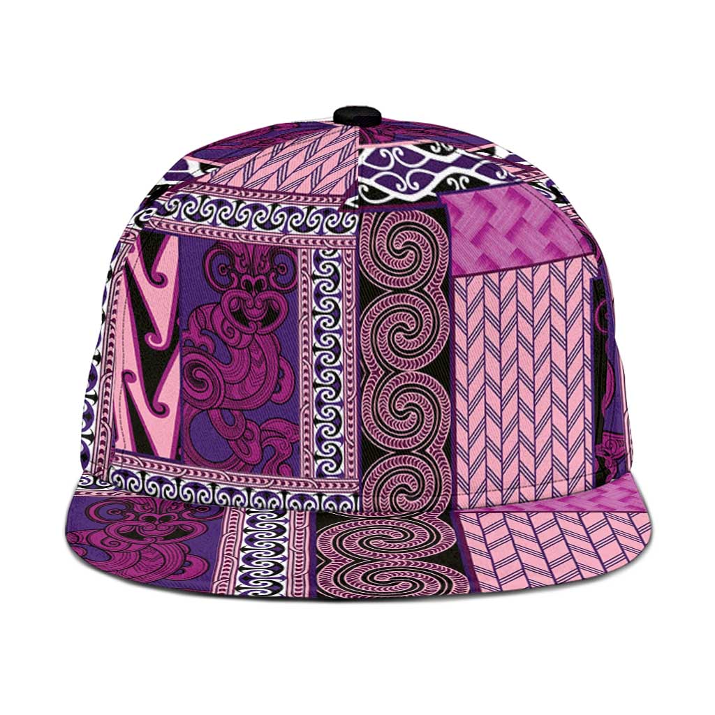 Pink Aotearoa Kowhaiwhai Pattern Snapback Cap NZ Maori Quilt Style LT14 One Size Pink - Polynesian Pride