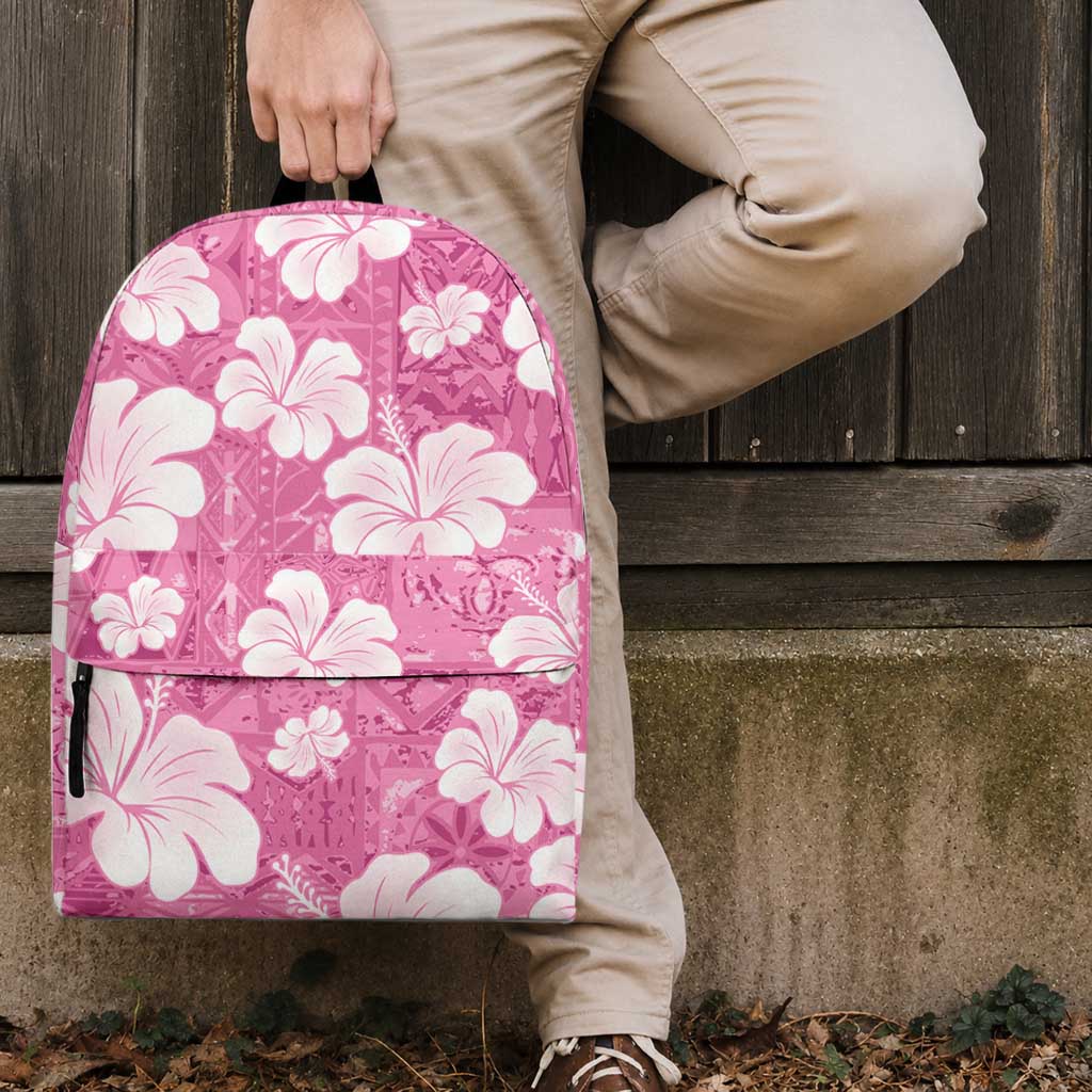 Pink Bula Fiji Masi Hibiscus Seamless Backpack LT14 - Polynesian Pride