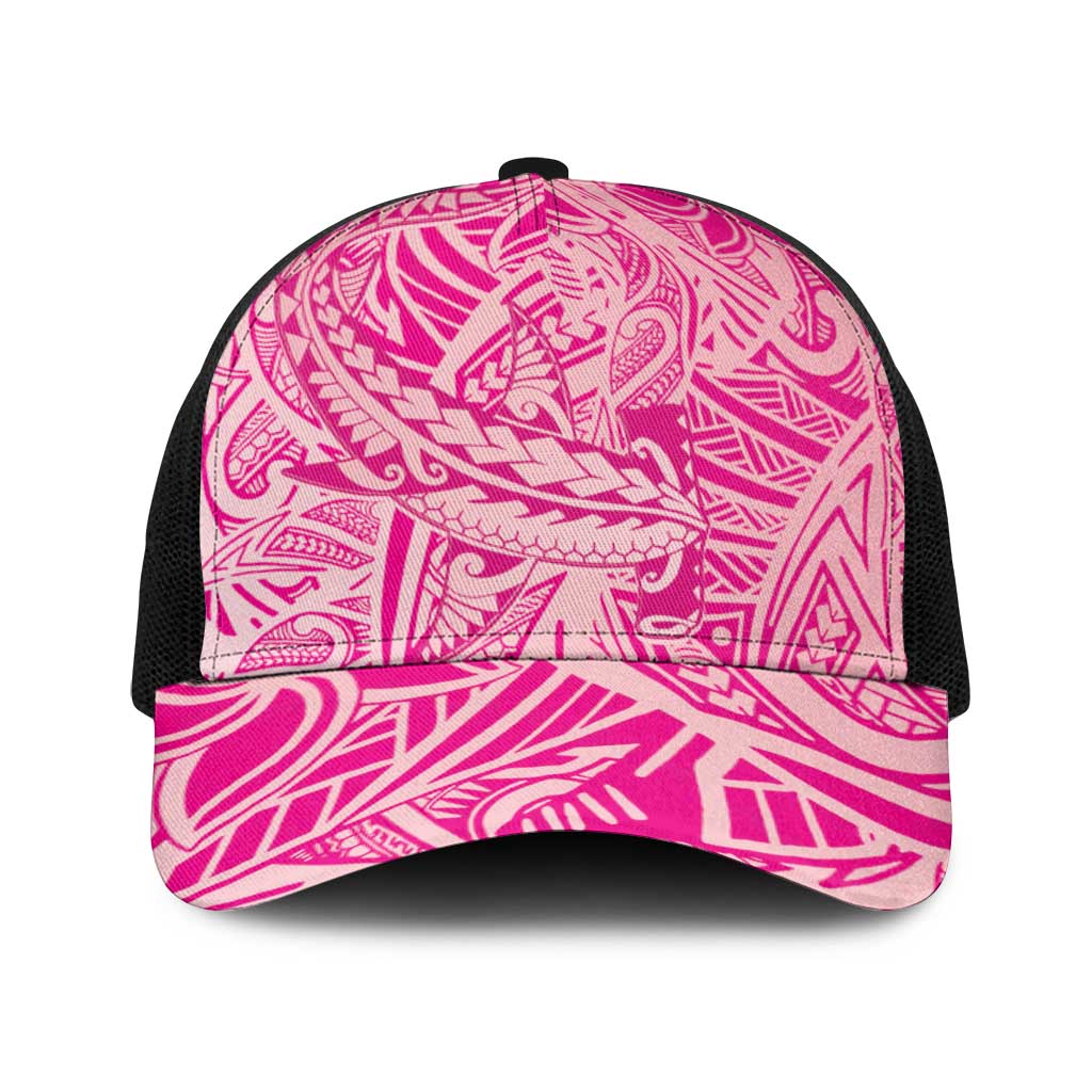 Pink Gradient Polynesia Baseball Net Cap Hawaiian Tribal Hammerhead Shark Tattoo LT14 One Size Black Pink - Polynesian Pride