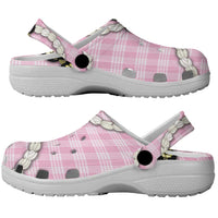 Pink Palaka Hawaii Clogs Shoes Kukui Nut Pikake Lei Hawaiian Tapa Pattern LT14 - Polynesian Pride