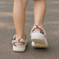 Pink Palaka Hawaii Clogs Shoes Kukui Nut Pikake Lei Hawaiian Tapa Pattern LT14 - Polynesian Pride
