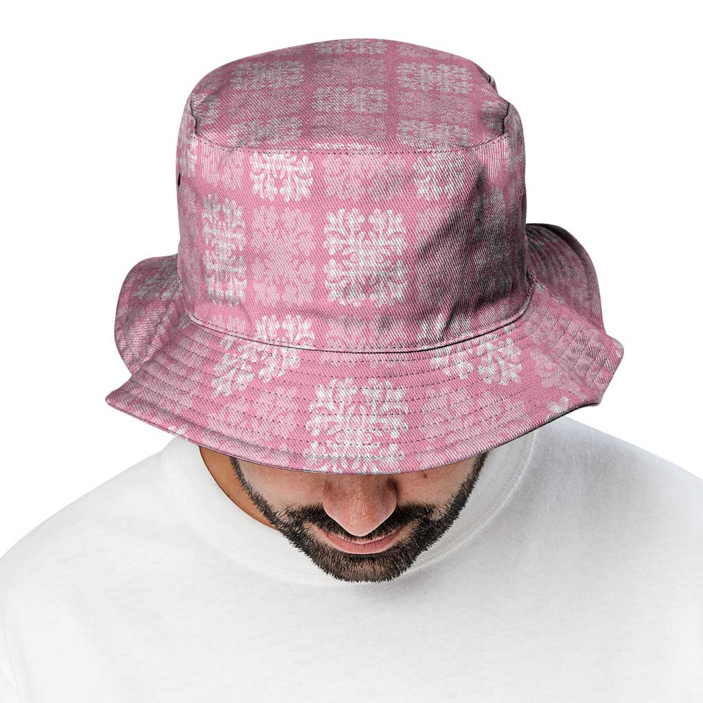 Pink Palaka Quilt Hawaii Bucket Hat Traditional Hawaii-plaid Pattern LT14 - Polynesian Pride