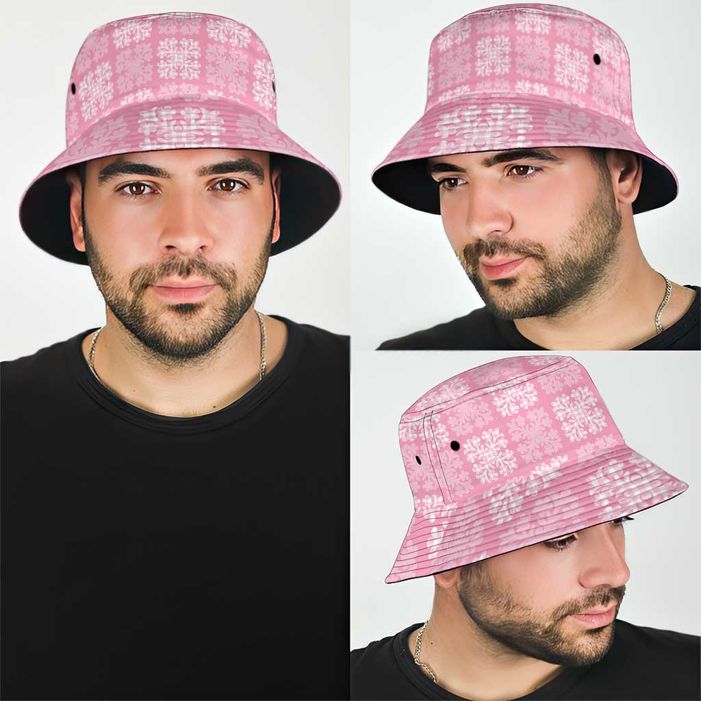 Pink Palaka Quilt Hawaii Bucket Hat Traditional Hawaii-plaid Pattern LT14 - Polynesian Pride