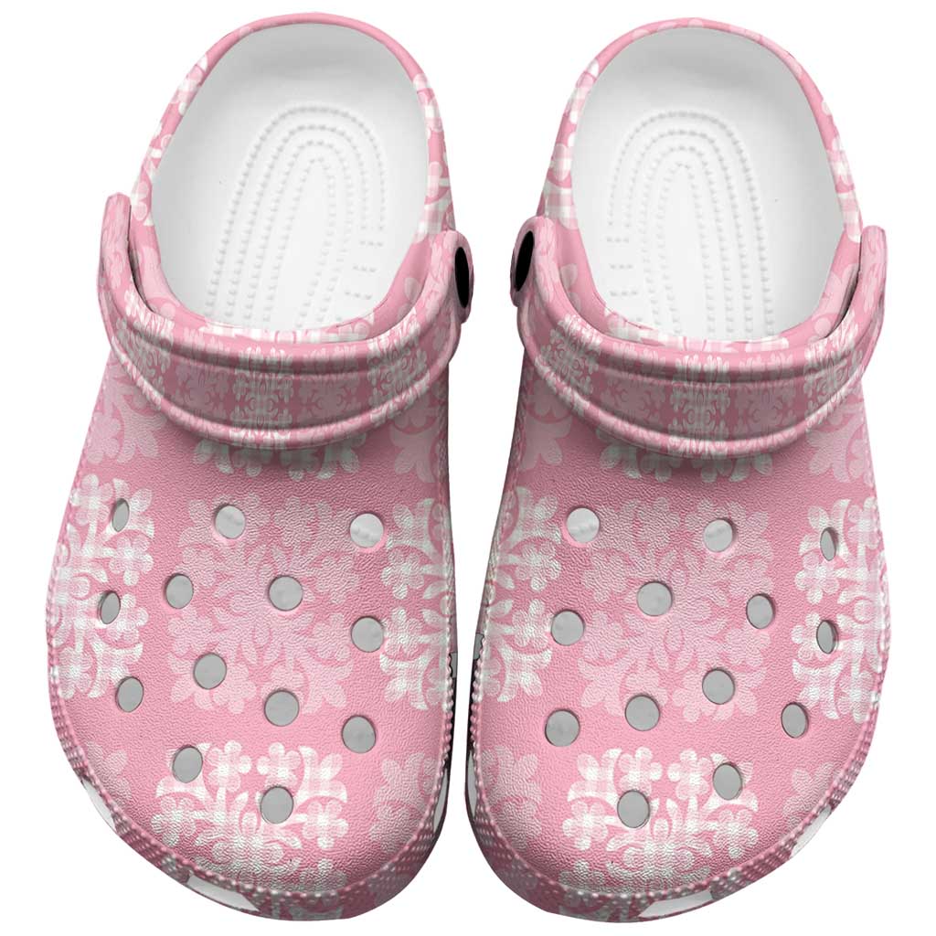 Pink Palaka Quilt Hawaii Clogs Shoes Traditional Hawaii-plaid Pattern LT14 Pink - Polynesian Pride