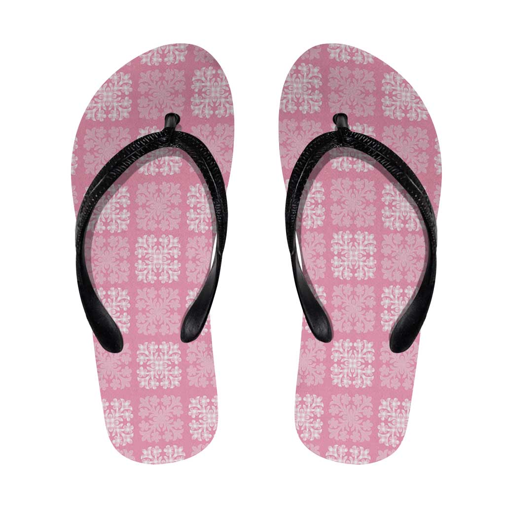 Pink Palaka Quilt Hawaii Flip Flops Traditional Hawaii-plaid Pattern LT14 Pink - Polynesian Pride