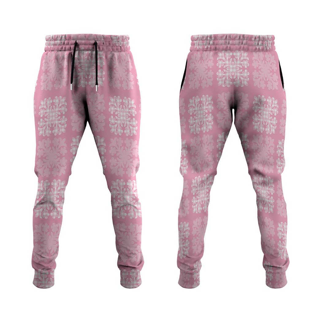 Pink Palaka Quilt Hawaii Jogger Pants Traditional Hawaii-plaid Pattern LT14 Pink - Polynesian Pride