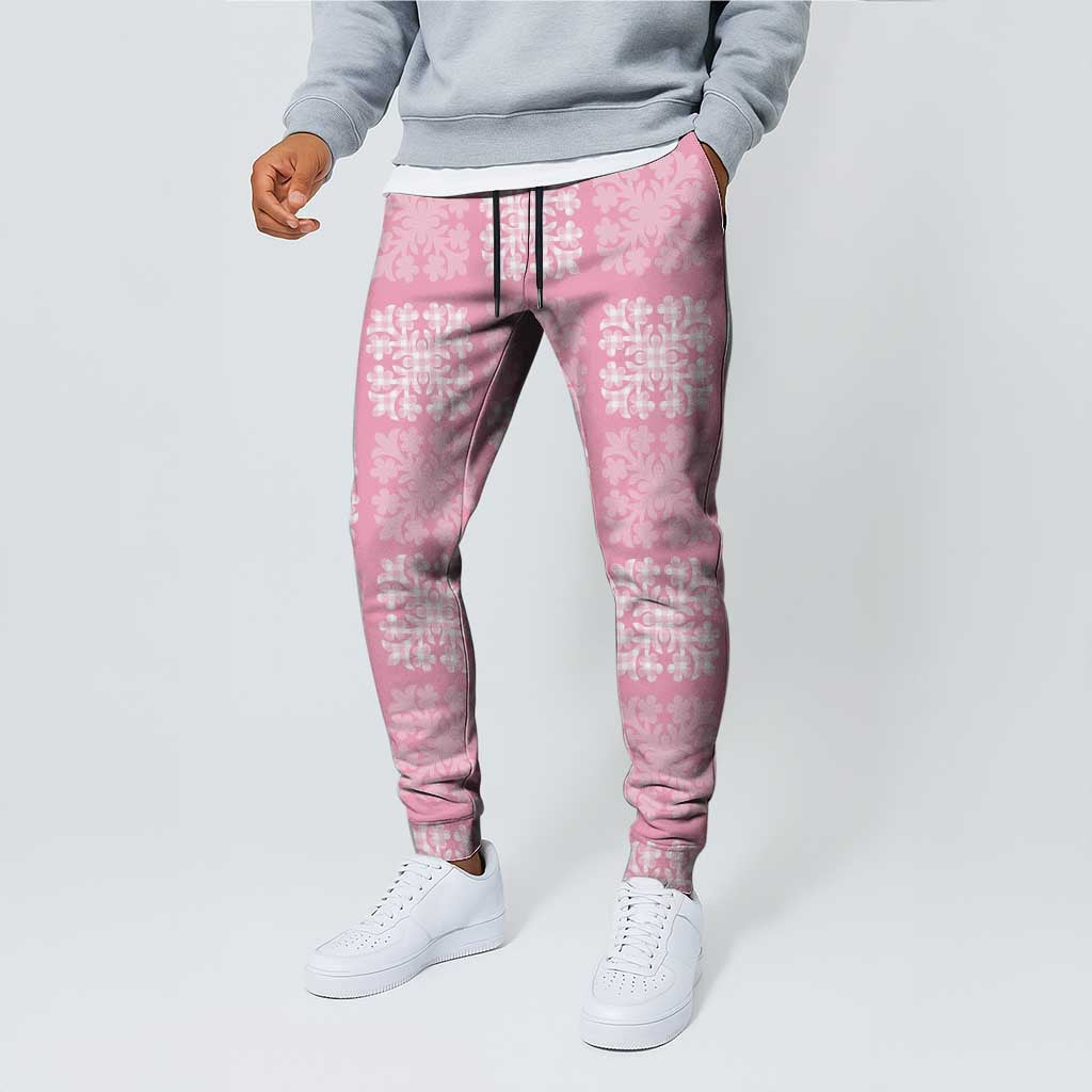 Pink Palaka Quilt Hawaii Jogger Pants Traditional Hawaii-plaid Pattern LT14 - Polynesian Pride