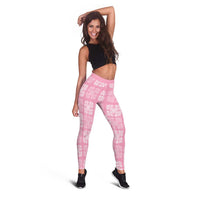 Pink Palaka Quilt Hawaii Leggings Traditional Hawaii-plaid Pattern LT14 - Polynesian Pride
