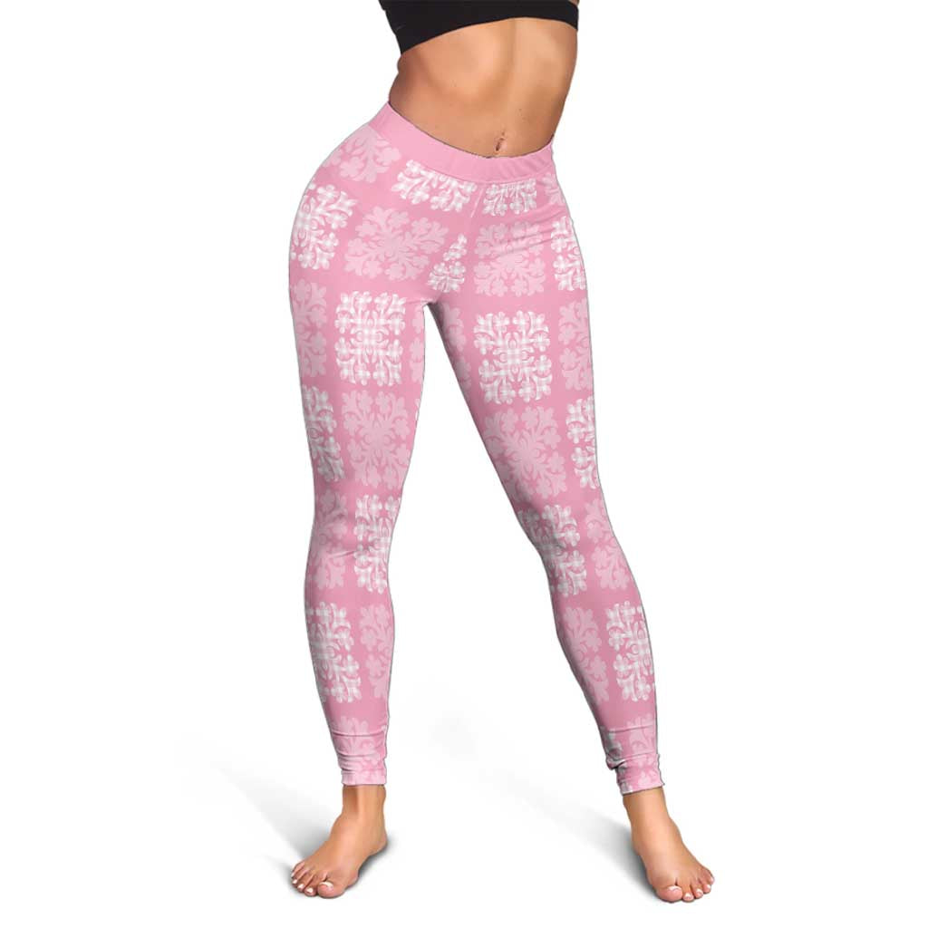 Pink Palaka Quilt Hawaii Leggings Traditional Hawaii-plaid Pattern LT14 - Polynesian Pride