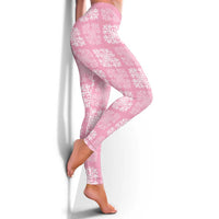 Pink Palaka Quilt Hawaii Leggings Traditional Hawaii-plaid Pattern LT14 - Polynesian Pride