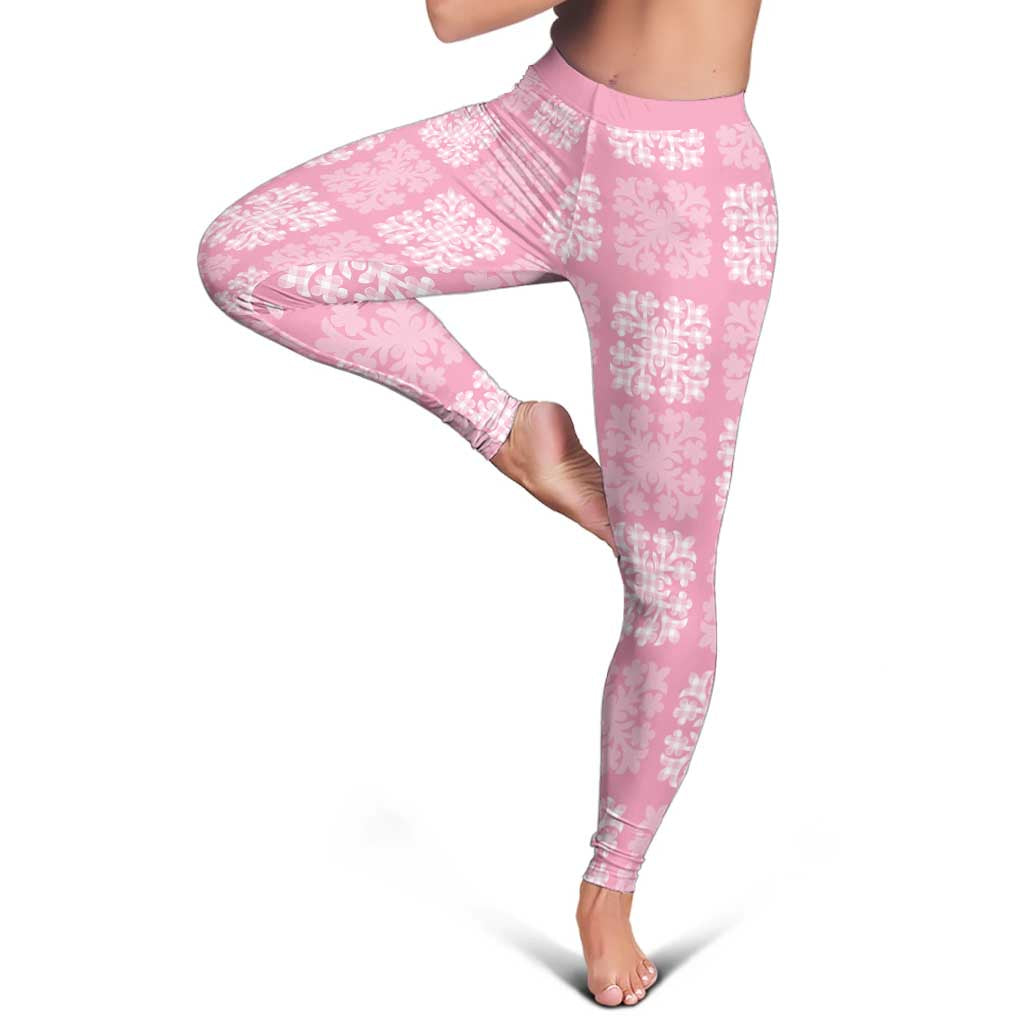 Pink Palaka Quilt Hawaii Leggings Traditional Hawaii-plaid Pattern LT14 - Polynesian Pride