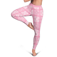 Pink Palaka Quilt Hawaii Leggings Traditional Hawaii-plaid Pattern LT14 - Polynesian Pride