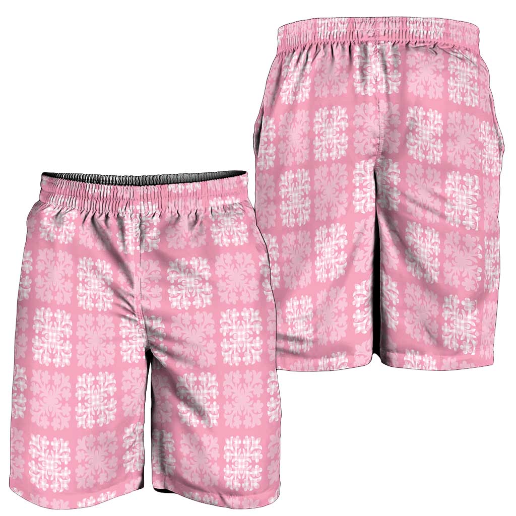 Pink Palaka Quilt Hawaii Shorts for Men Traditional Hawaii-plaid Pattern LT14 - Polynesian Pride
