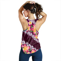 Pink Polynesia Women Racerback Tank Plumeria With Hibiscus Pattern Tropical Vibes LT14 - Polynesian Pride