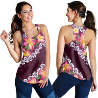 Pink Polynesia Women Racerback Tank Plumeria With Hibiscus Pattern Tropical Vibes LT14 - Polynesian Pride