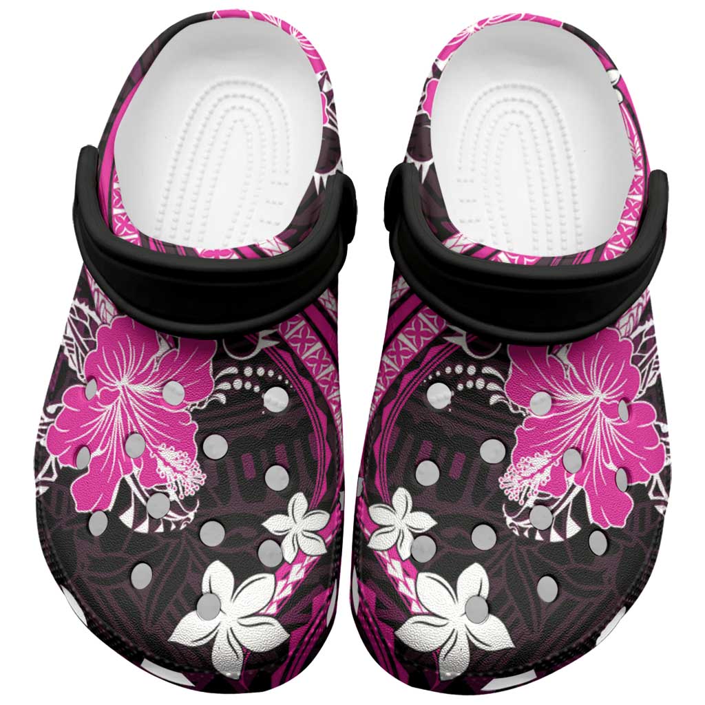 Pink Polynesian Pattern With Tropical Flowers Clogs Shoes LT05 Pink - Polynesian Pride