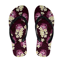 Pink Tropical Hawaii Flip Flops Seamless Monstera Plumeria Hawaiian Pattern LT14 Pink - Polynesian Pride