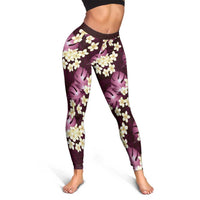 Pink Tropical Hawaii Leggings Seamless Monstera Plumeria Hawaiian Pattern LT14 - Polynesian Pride