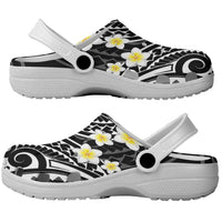 Plumeria With Black Polynesian Tattoo Pattern Clogs Shoes LT05 - Polynesian Pride