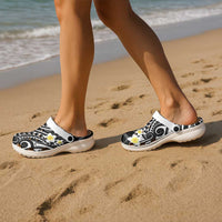 Plumeria With Black Polynesian Tattoo Pattern Clogs Shoes LT05 - Polynesian Pride